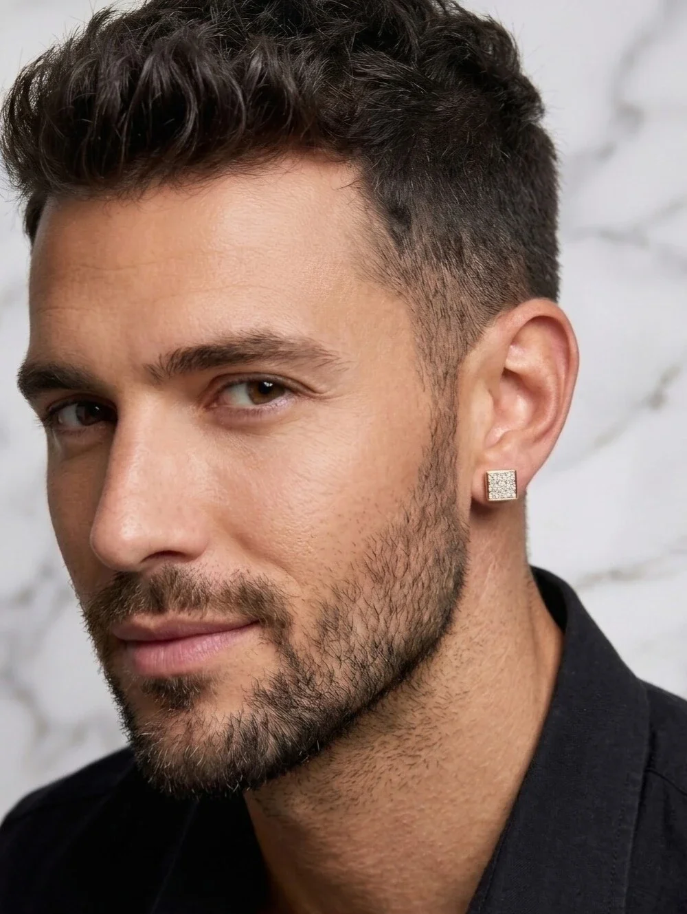Mens Gold Micropave Earrings